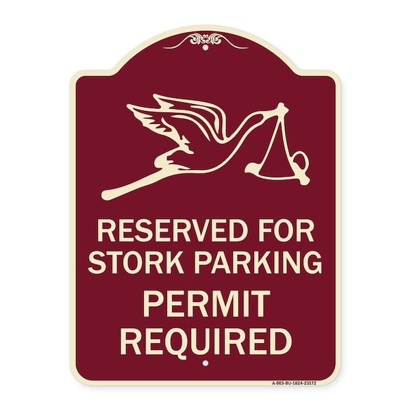 Signmission Reserved for Stork Parking Permit Required W/ Graphic Heavy-Gauge Alum, 24" x 18", BU-1824-23172 A-DES-BU-1824-23172 - main